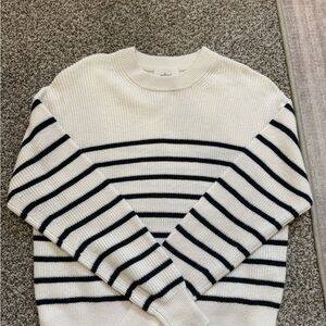 Aritzia Black and White Striped Crew Neck Sweater